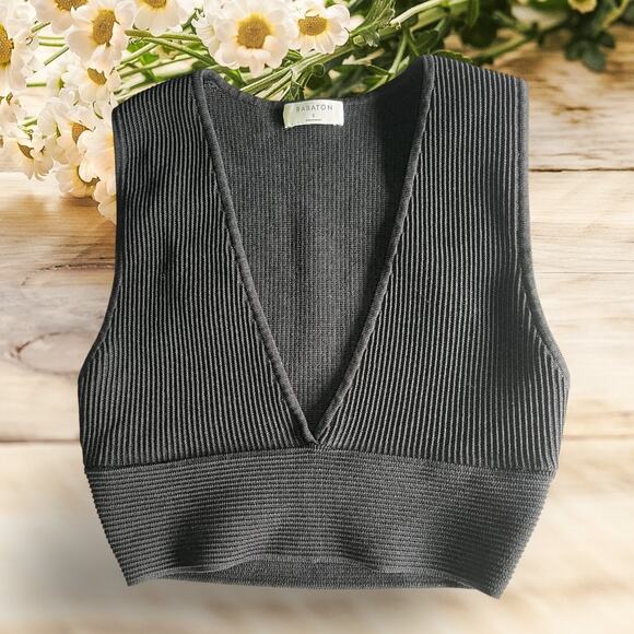 Babaton Tops - Babaton Sculpt Knit Tank Top Women’s Size S Black Ribbed Sleeveless Crop